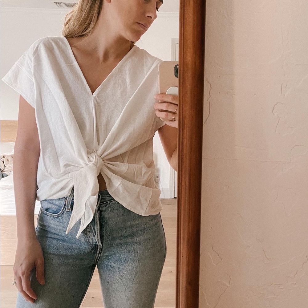 Zara tie front linen look top - size small